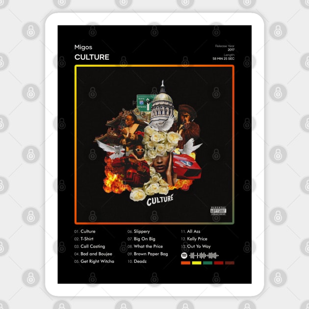 Migos - Culture Tracklist Album Magnet by 80sRetro